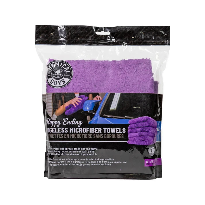 Chemical Guys - Happy Ending Edgeless Microfiber Towel Purple 16"x16" (3 Pack) 2 Chemical Guys - Happy Ending Edgeless Microfiber Towel Purple 16"x16" (3 Pack) - Image 2