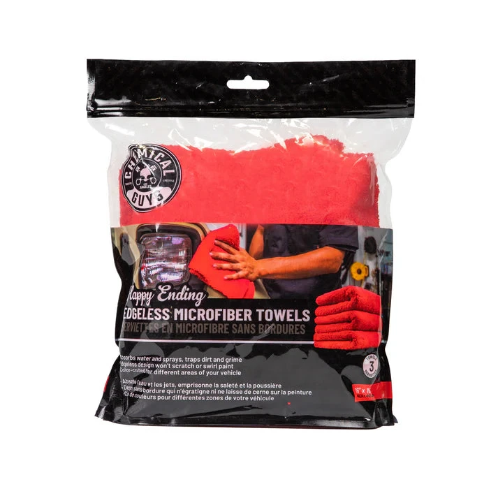 Chemical Guys - Happy Ending Edgeless Microfiber Towel Red 16"x16" (3 Pack) 2 Chemical Guys - Happy Ending Edgeless Microfiber Towel Red 16"x16" (3 Pack) - Image 2